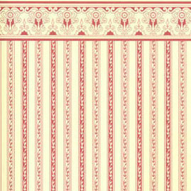 Dollhouse Miniature Wallpaper:1/2" Scale Regency Stripe, Burgundy